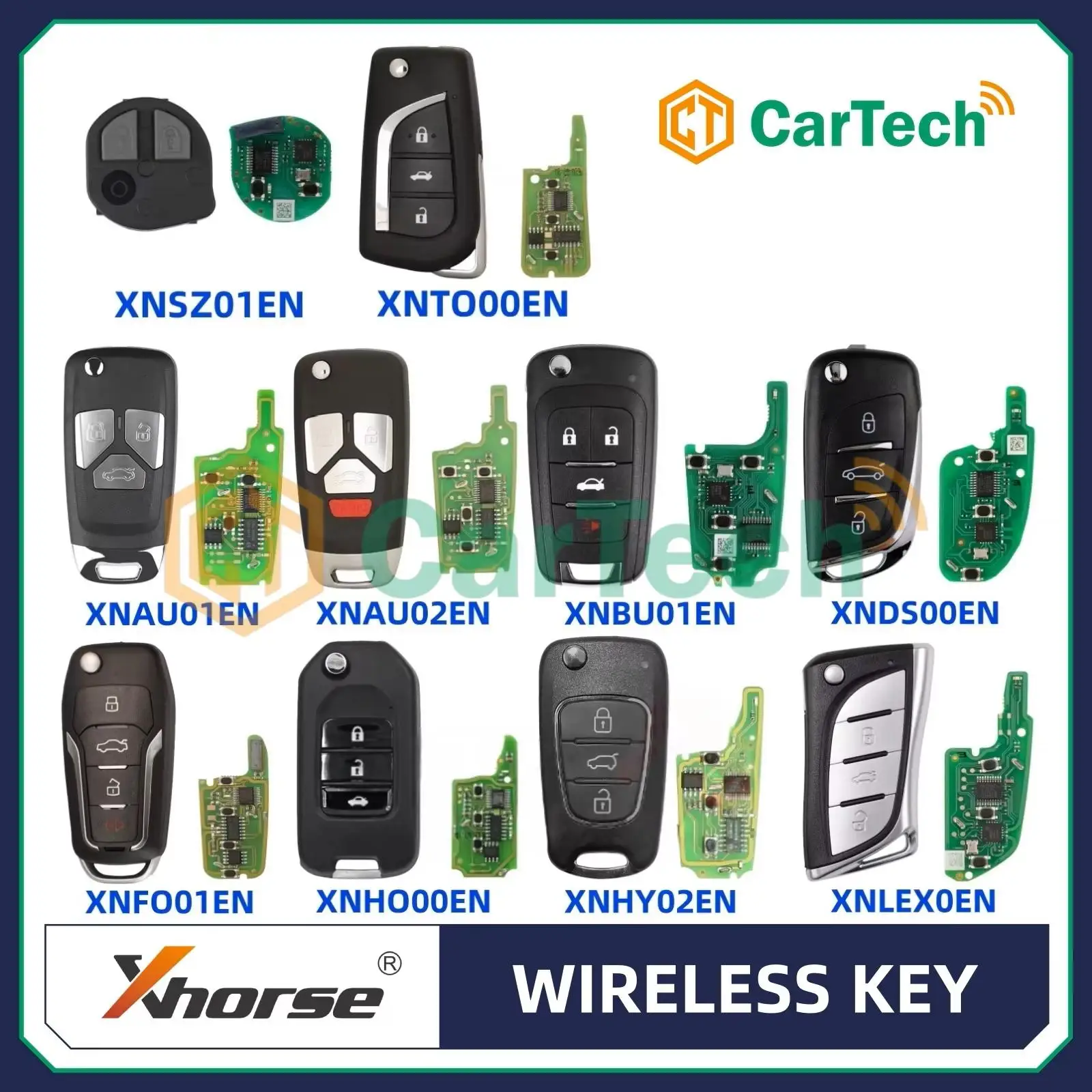Cartech Xhorse XNDS00EN XNFO01EN XNHO00EN XNAU01EN XNAU02EN XNBU01EN XNHY02EN Wireless Universal Flip Remote Key