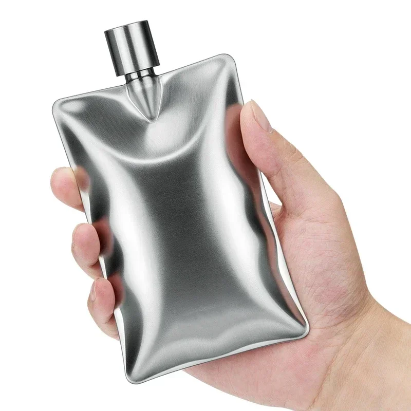 6 oz 304 Stainless Steel Hip Flask Creative Irregular Shape Hip Flask Alcohol Whiskey Wave Handle Hip Flask Bottle With Cap
