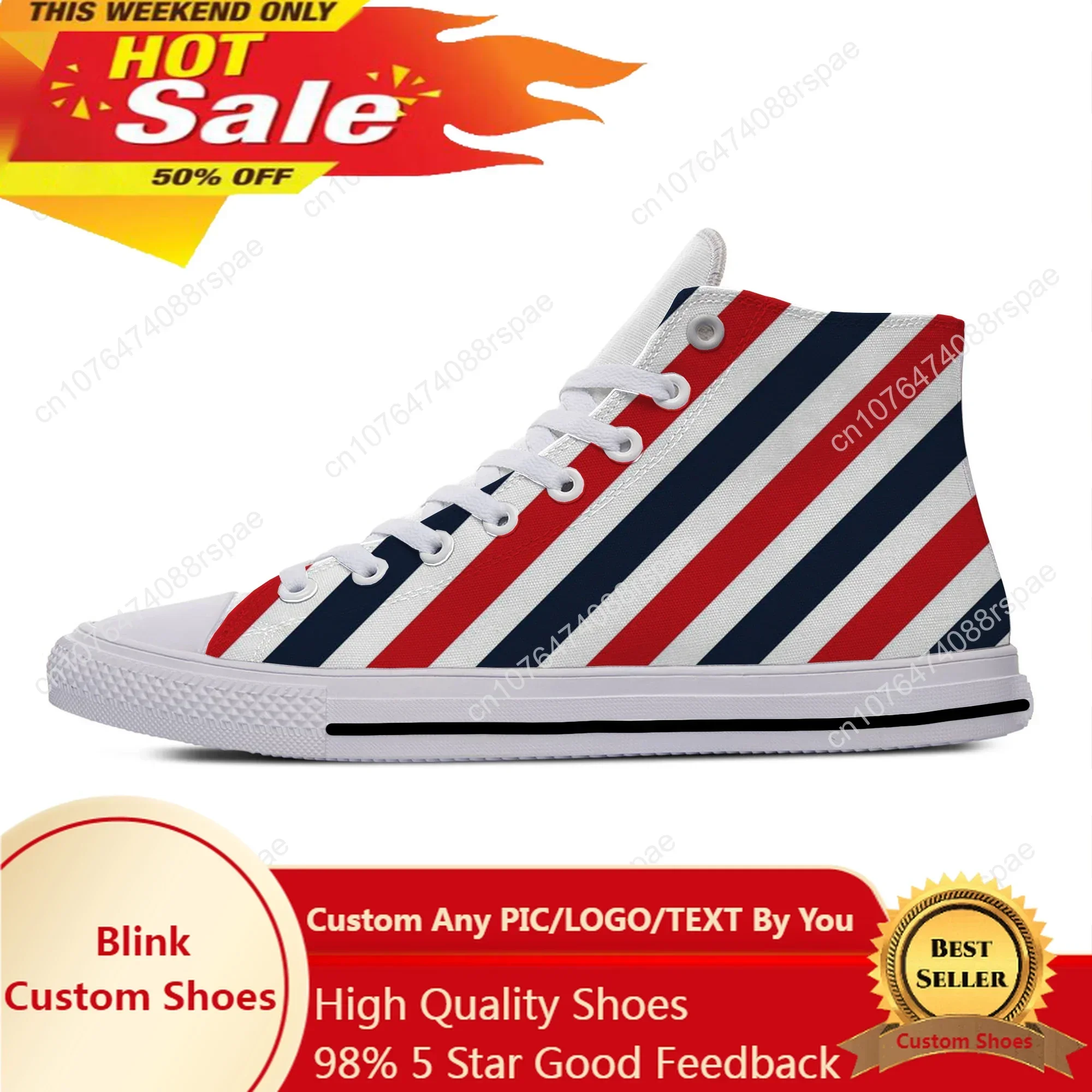 Hot Barber Stripes Aesthetic Fashion High Top Lightweight Breathable Men Women Sneakers Casual Novelty Summer Latest Board Shoes