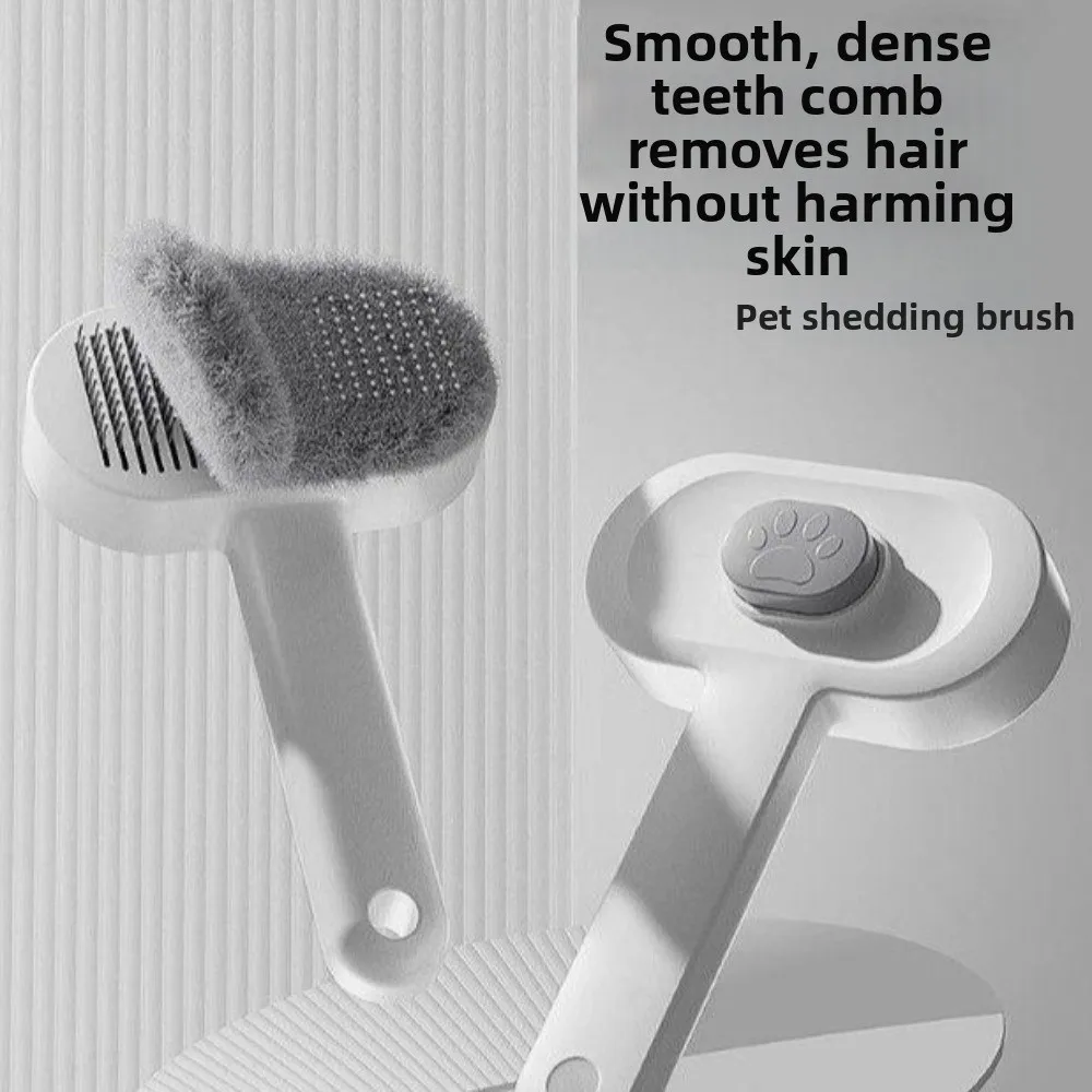 

One Button Automatic Pet Hair Remover Stainless Steel Comfort Grip Pet Grooming Brush Fine-toothed Pets Hair Removal Comb