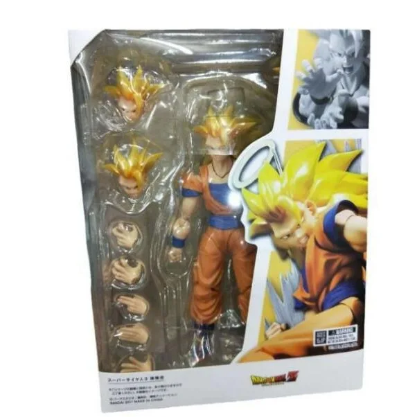 30cm Dragon Ball Anime Figures Super 3 Goku Super Saiyan Yellow Hair Standing Posture Gk Statue Surrounding Model Ornament Toys