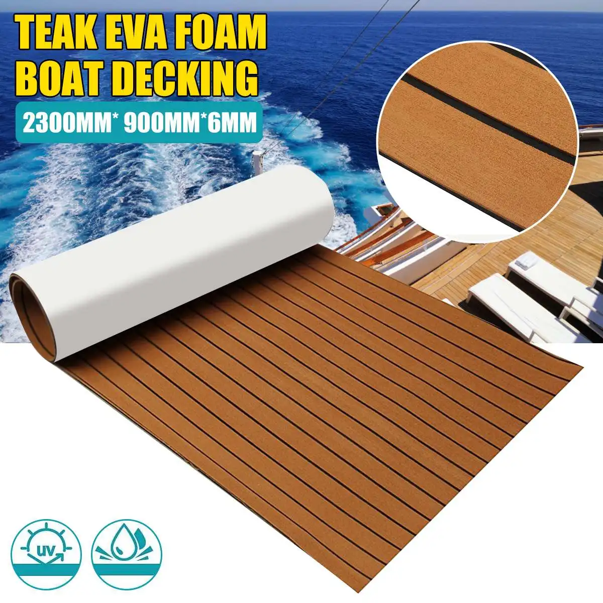 Self-Adhesive Foam Teak Decking EVA Foam Marine Flooring Faux Boat Decking Boat EVA Foam Floor Mat For Boat 900x2300x6mm