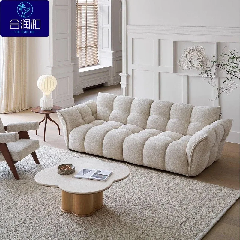 YJQ sofa light French retro chenille velvet fabric double petal living room furniture