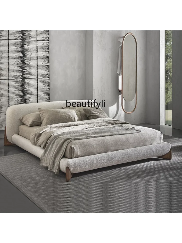 Italian-Style Light Luxury Fabric Bed, Silent Style Master Bedroom, Modern Simple Double Soft Pack Bed