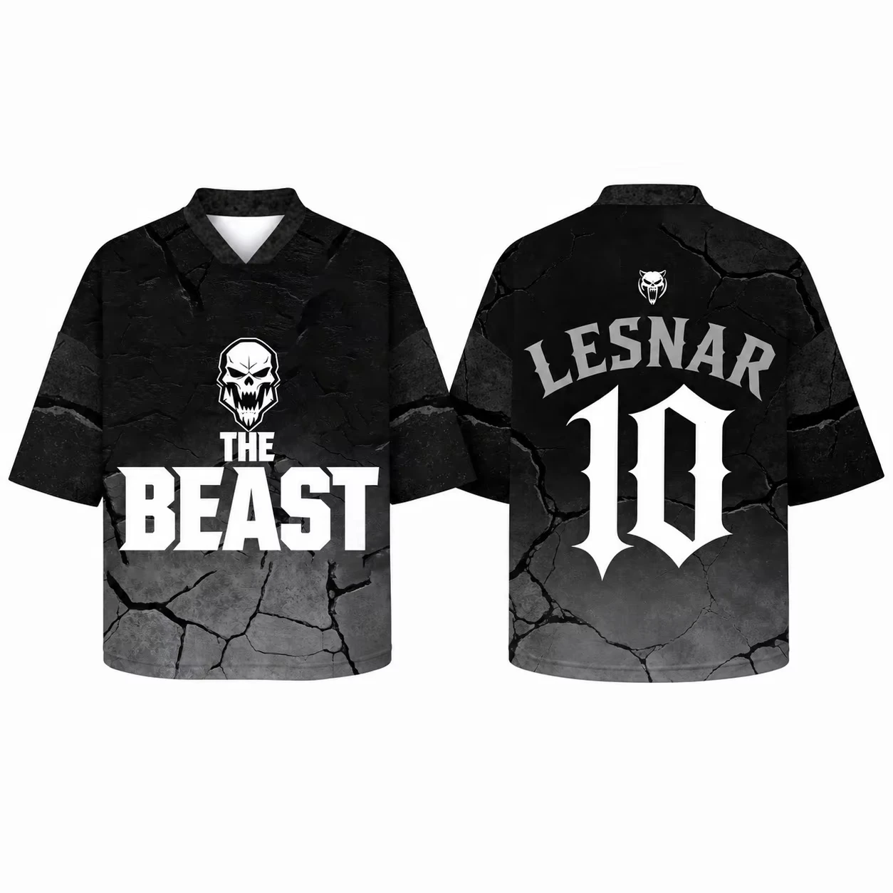Black Skeleton Wrestling Suit Men's Beast Lesnar 10 V Neck Off Shoulder Loose Street Wear Speed Drying Sports T-shirt Fashion 26