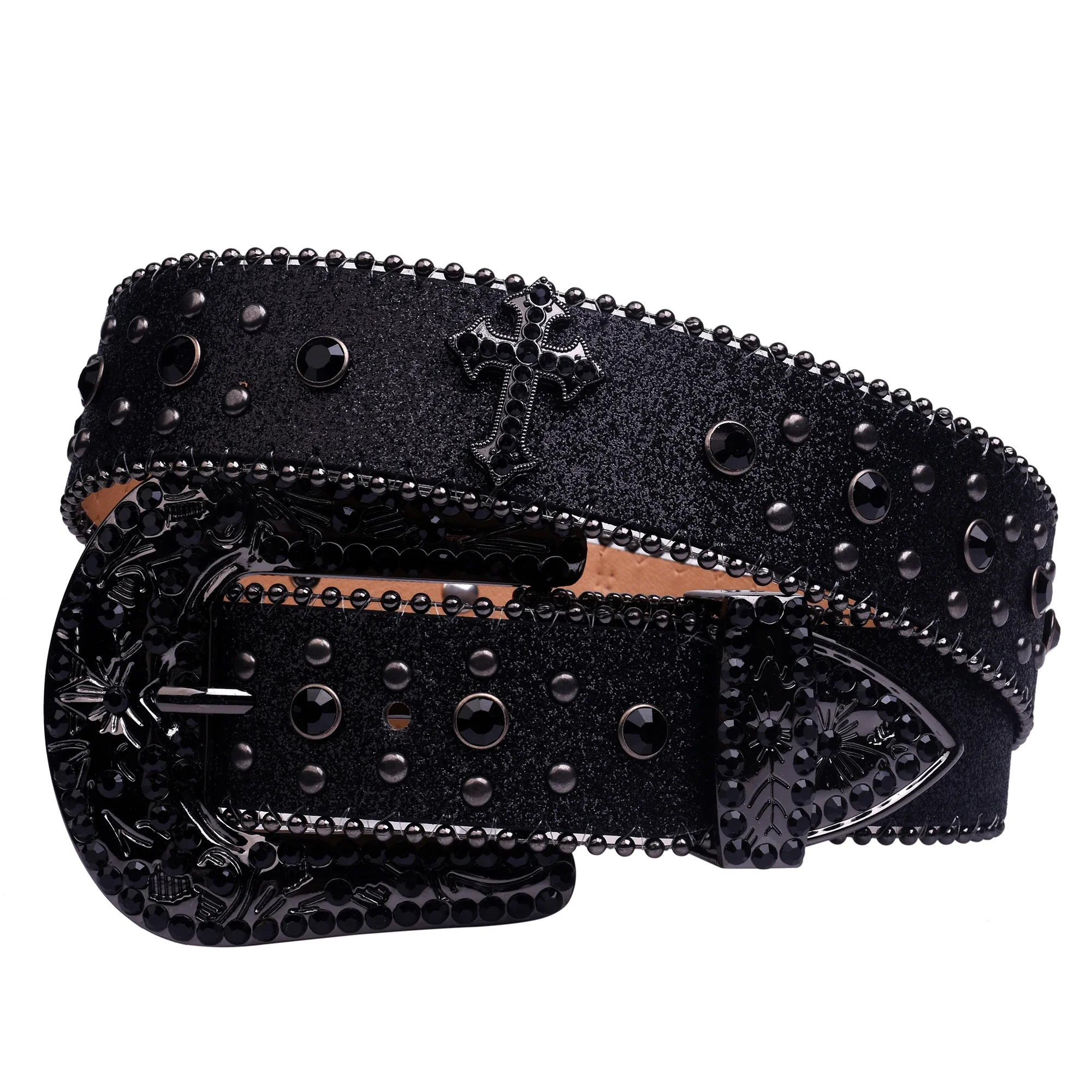 

New Ladies Fashion Western Cowboy Rhinestone Belt Design Leather Belt Inlay Man-made Diamond Belt Jeans, Luxury