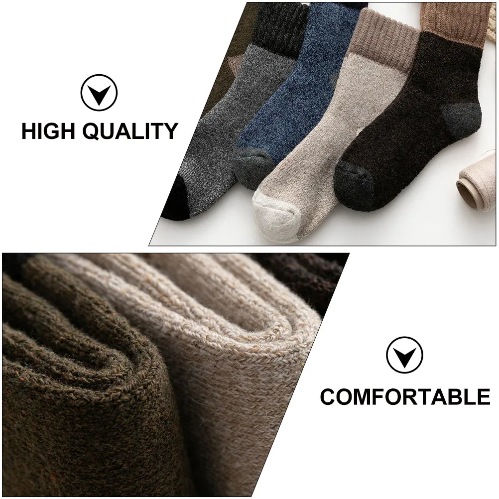 

5Pairs Warm Fleece Lined Socks for Men Thick Breathable Winter Hiking Socks Outdoor Sports Footwear Comfortable Unisex Fit