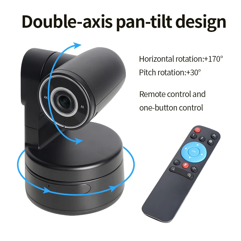 MINI 4K PTZ Webcam AI Tracking Gesture Recognition Control Built-in Mic USB Video Camera for Laptop  Live Streaming