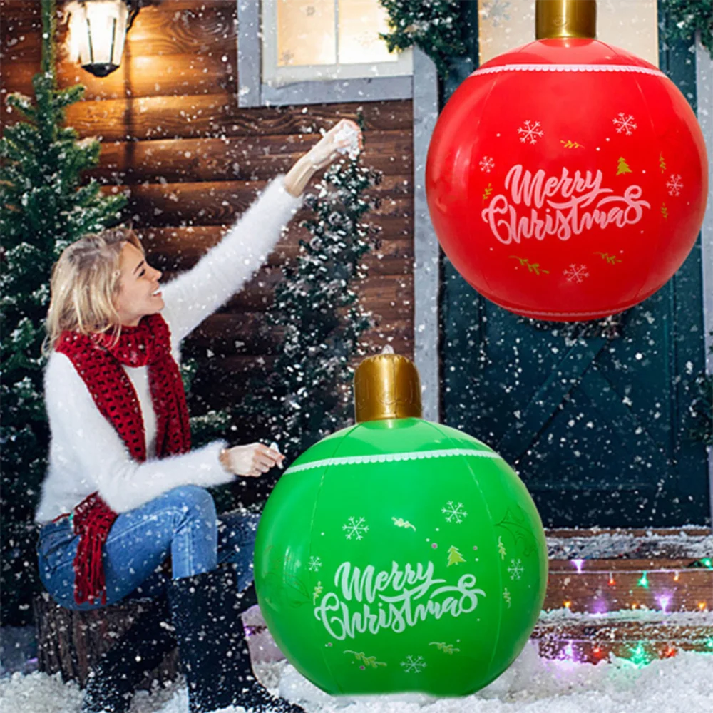 55CM Christmas Inflatable Ball PVC Giant Xmas Ball Christmas Tree Decorations Large Balls Toy New Year Party Courtyard Ornaments