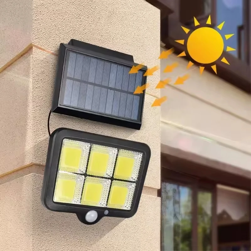 2pc LED Solar Split Wall Light Outdoor PIR Motion Sensor 120 COB Light Waterproof Emergency Street Garage Safety Light