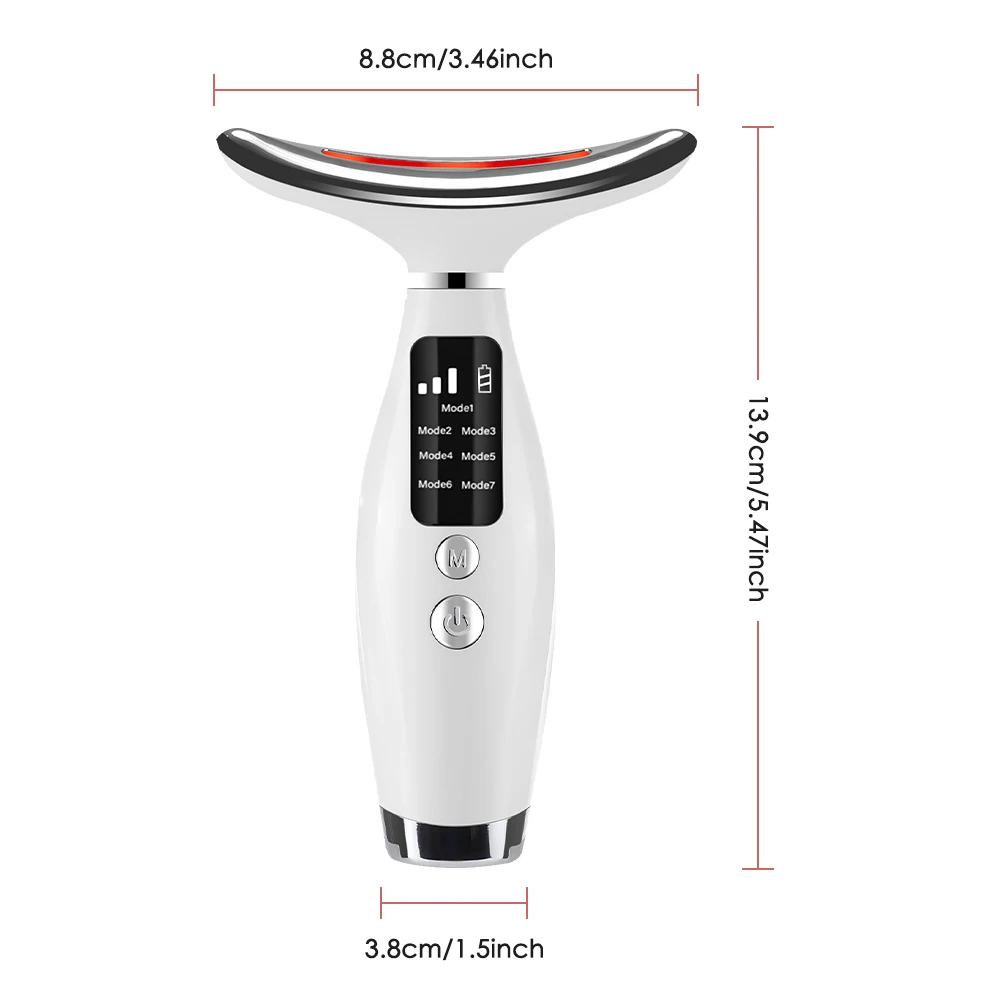 Neck Face Lifting Massager 7 Colors Light LED Photon Therapy Skin Tighten Wrinkle Remove Heating Vibration Massage Beauty Device