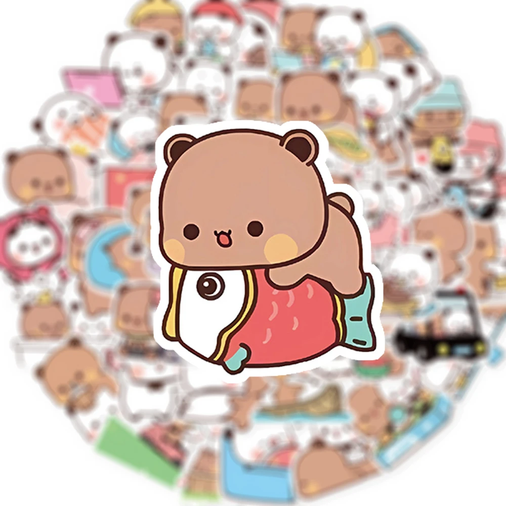 10/30/50pcs Kawaii Anime Bear Panda Stickers Decals Cute Cartoon Bubu and Dudu Decals Luggage Stationery Phone Sticker Toy Gift