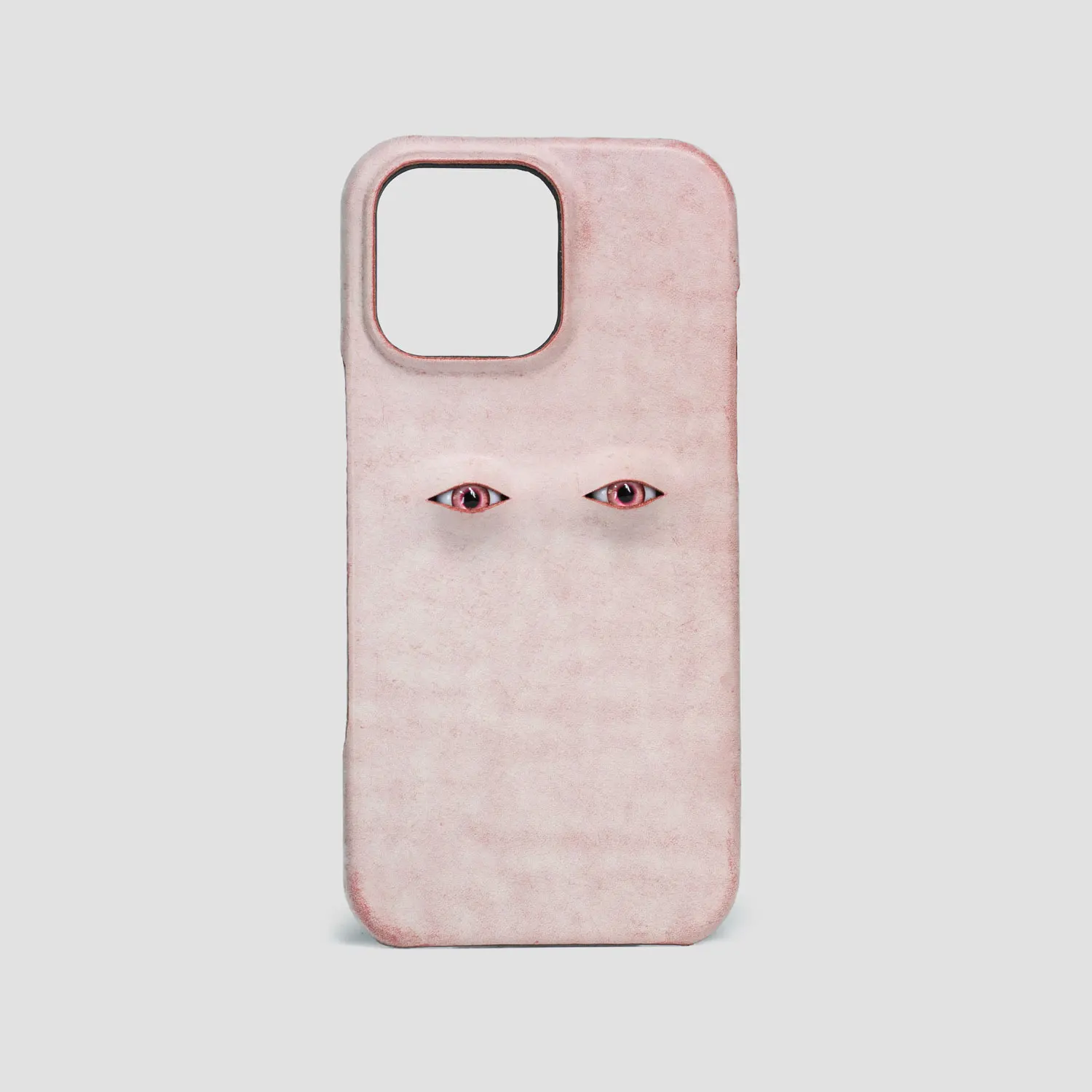 heatseeking Phone Case for iPhone 16 16Pro 15ProMax 14Pro Max 14ProMax Genuine Leather Case Pink cover Hand-made creative eyes