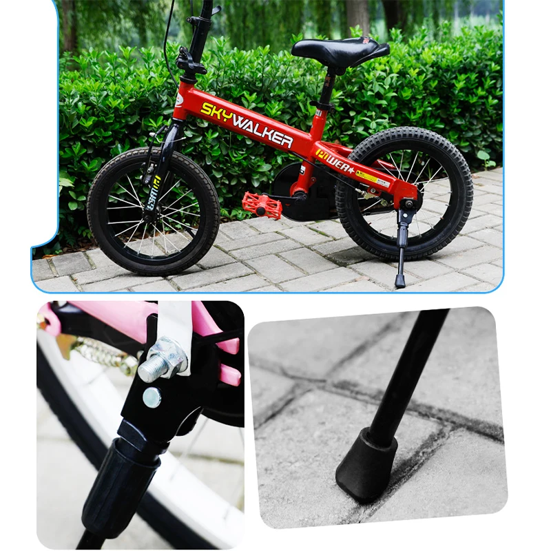 Kids Bike Kickstand For 12 14 16 18 Inch Wheel Bicycle Side Kick Stand Rear Mount Premium Steel Bikes Support Racks