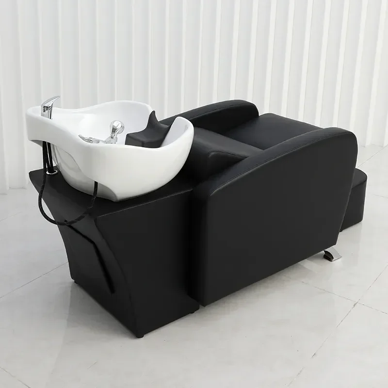 Hiroshi Large Basin Semi Reclining Shampoo Bed High End Hair Washing Massage Chair for Beauty