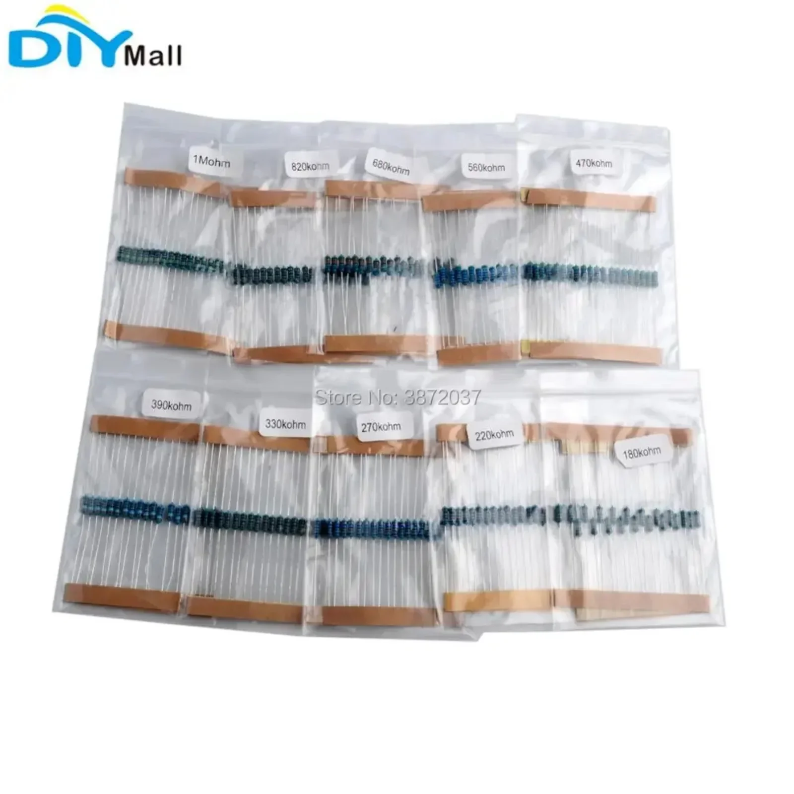 1460/600 pieces/set 1/4W five-color ring resistor metal film resistor classification kit 1% accuracy 73Value, 30Value