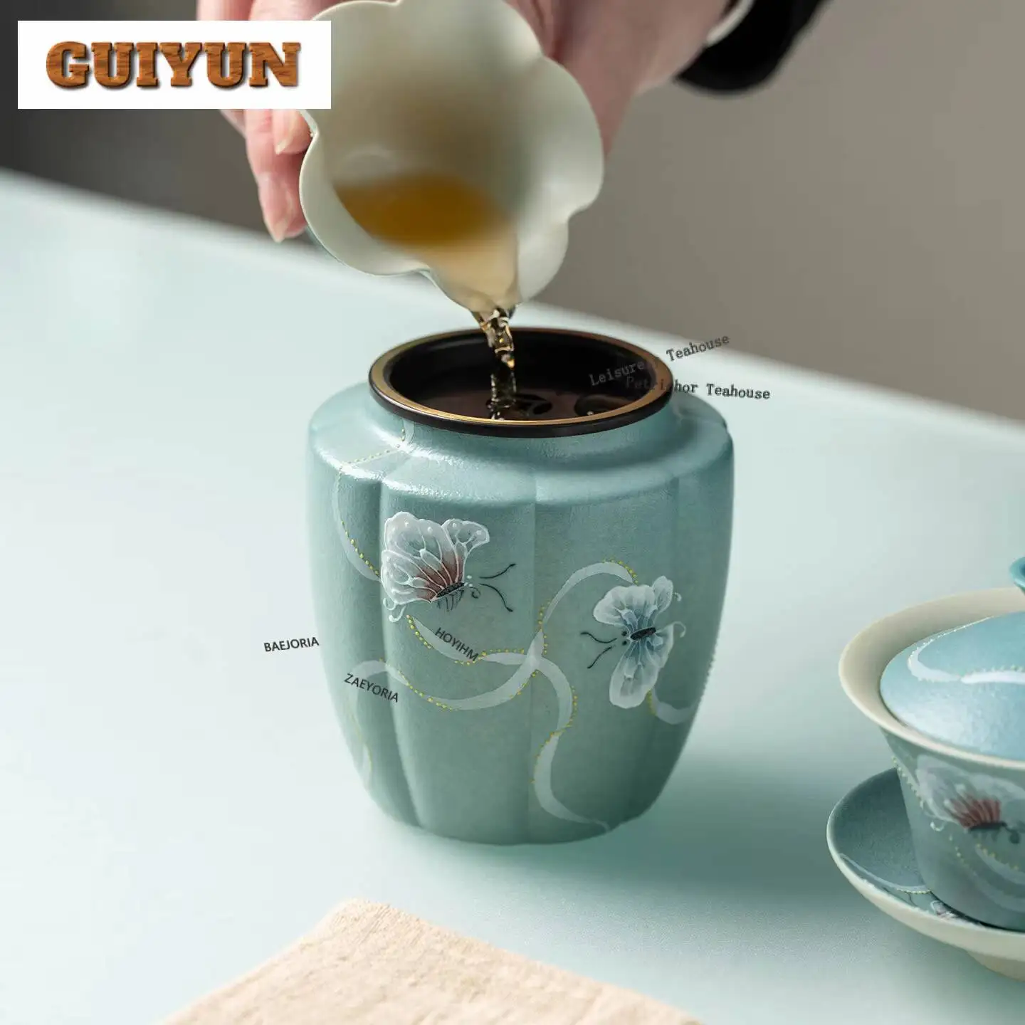 Hand Painted Double Butterflies Jianshui Washing Cup Bowl Water Washing Slag Tank Household Chaxi Cafes Accessories Craft