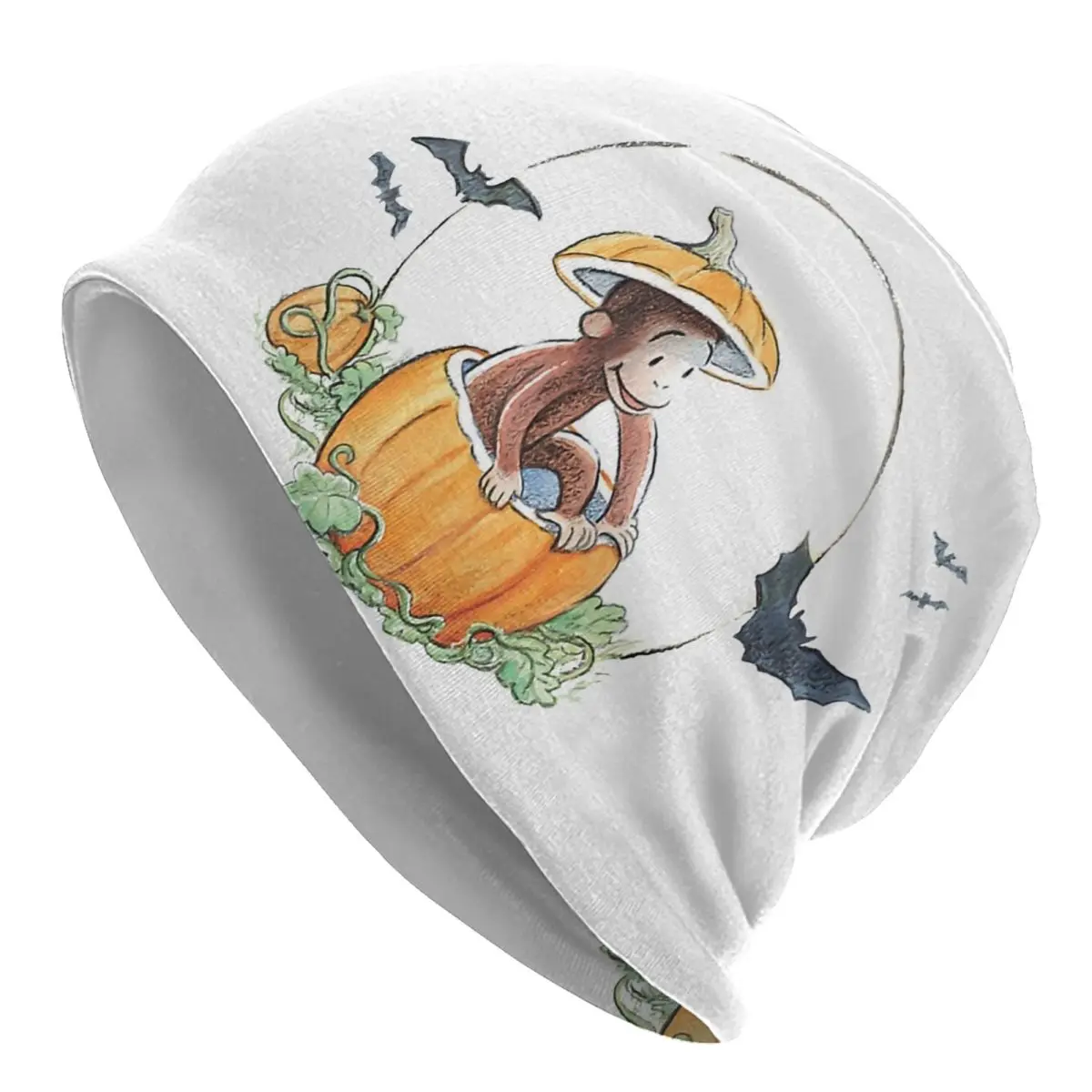 اليقطين هالوين لطيف القرد الكرتون قبعات غريبة جورج الكبار تزلج Skullies قبعة صغيرة الربيع الدافئة ذات الاستخدام المزدوج بونيه القبعات #1