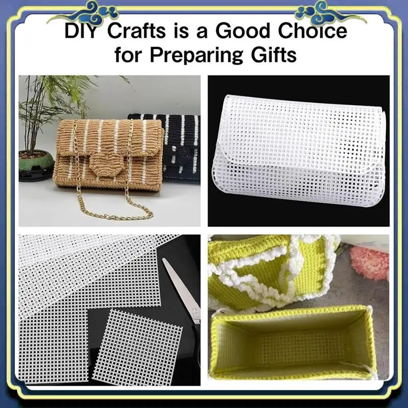 A56P-Canvas Pads 8 Pcs White Rectangle Plastic Mesh Sheet Flexible Plastic Canvas For DIY Crafts Embroidery Crafting Knit