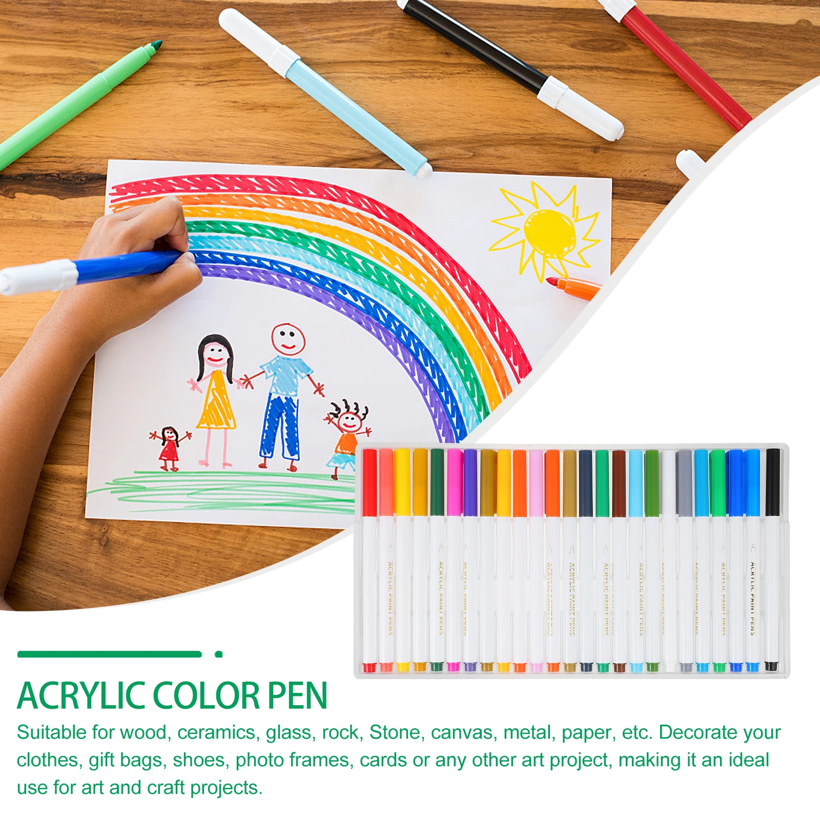

25pcs Acrylic Color Pens Smooth Writing Comfortable Grip Watercolor Markers Journaling Planners Doodling Sketching Painting Art