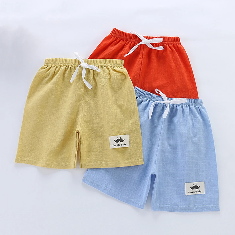 Summer Beach Knee Length Shorts For Boys Girls Muslin Clothes For Children Five Point Pants Cotton Elastic Waist Shorts Trousers