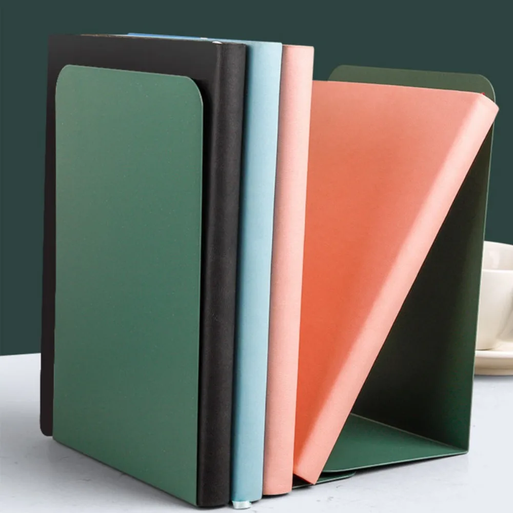 

2Pcs Metal Book Stand Desktop Book Ends Support Modern Minimalist Style Nonslip Bookend Student Book Organizer for School Office