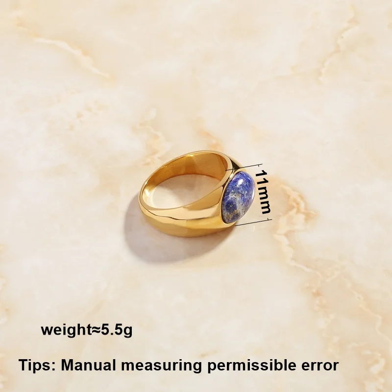 SOMMAR gifts Gold Plated size  7 8 9 Perfume women wedding rings Blue natural stone ring opal men jewelry