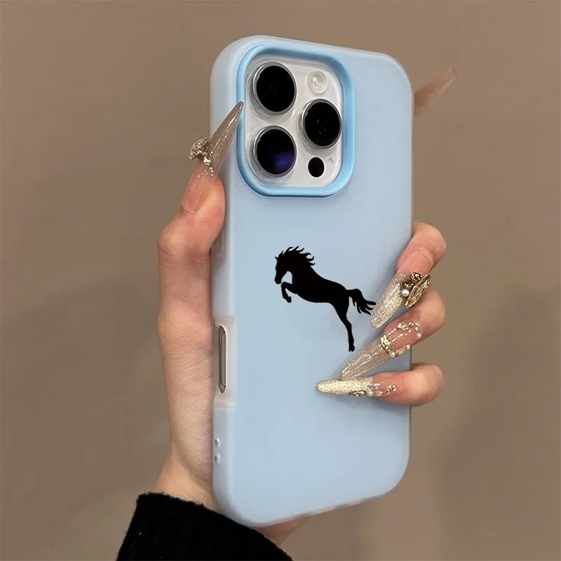 

Simple Black Pony Pattern Phone Case For Samsung Galaxy S25 S24 S23 FE S22 Ultra S21 Plus Candy Cover For A16 A26 A36 A56 Fundas