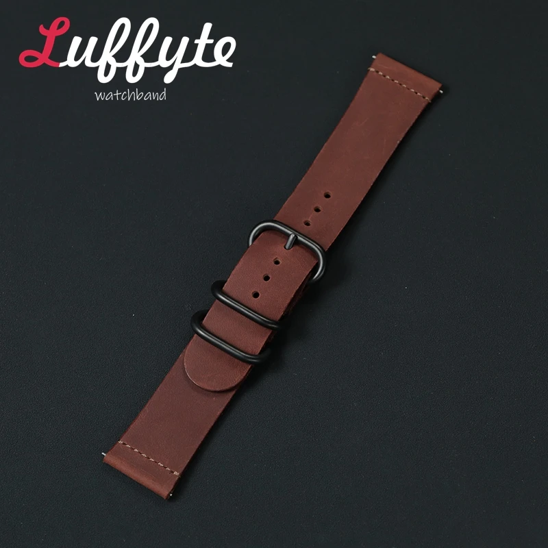 

Calf Leather Circular Buckle Watch Strap 20mm 22mm Universal Replacement Wristband Crazy Horse Leather Quick Release Wrist Band