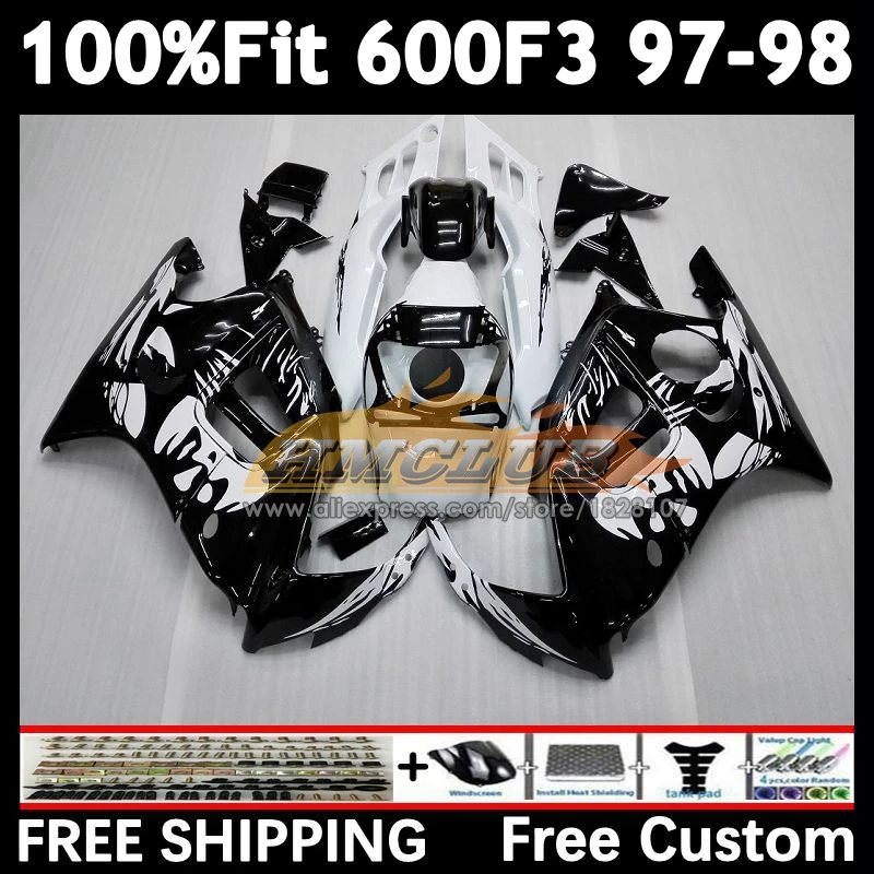 

Graffiti Black Injection Body +Tank For HONDA CBR600 F3 CBR 600F3 600 F3 FS 57No.0 CBR600FS CBR600F3 97 98 1997 1998 OEM Fairing