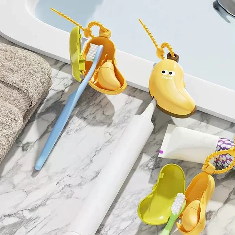 Banana Toothbrush Head Protective Cover With Toothpaste Compartment Toothbrush Dust Clamp Portable Travel Style Storage Box