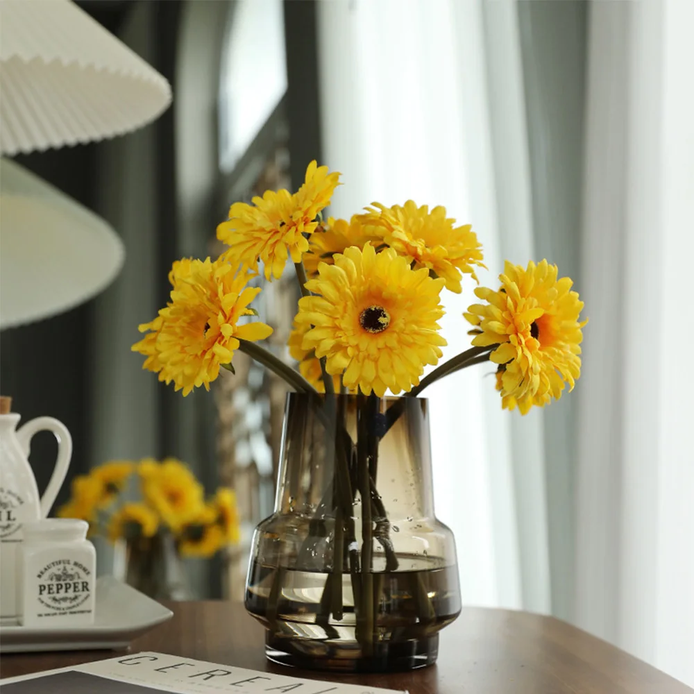 5/10 pz seta artificiale Gerbera decorazione della casa teste di fiori margherita per matrimonio che tiene fiori di simulazione giardino decorazione della casa