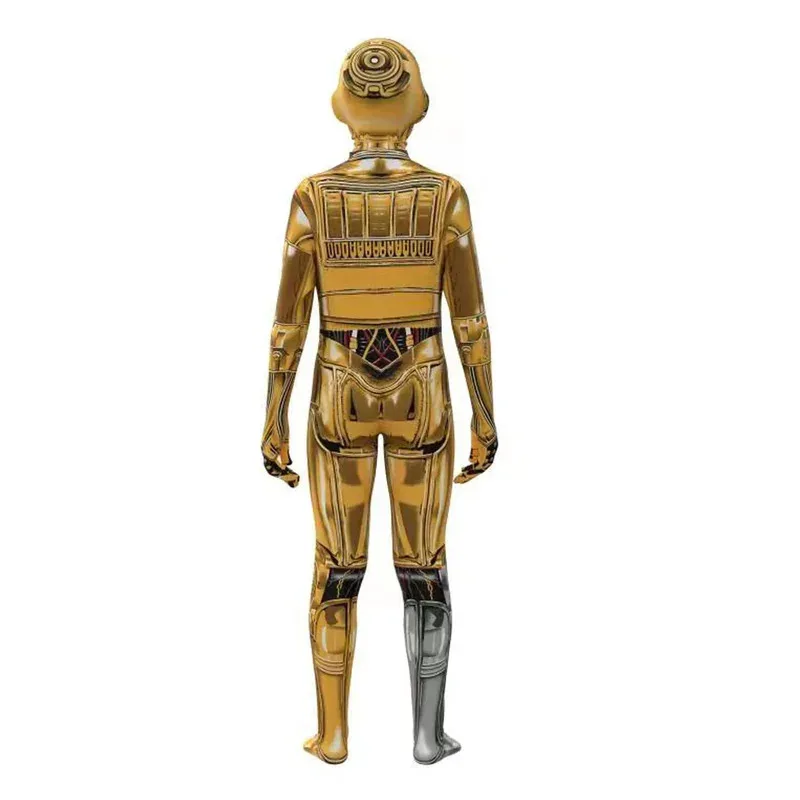 Disfraz de Cosplay de Robot C-3PO, disfraz de Halloween, protocolo transparente, máscara de droide, mono, monos para niños y adultos