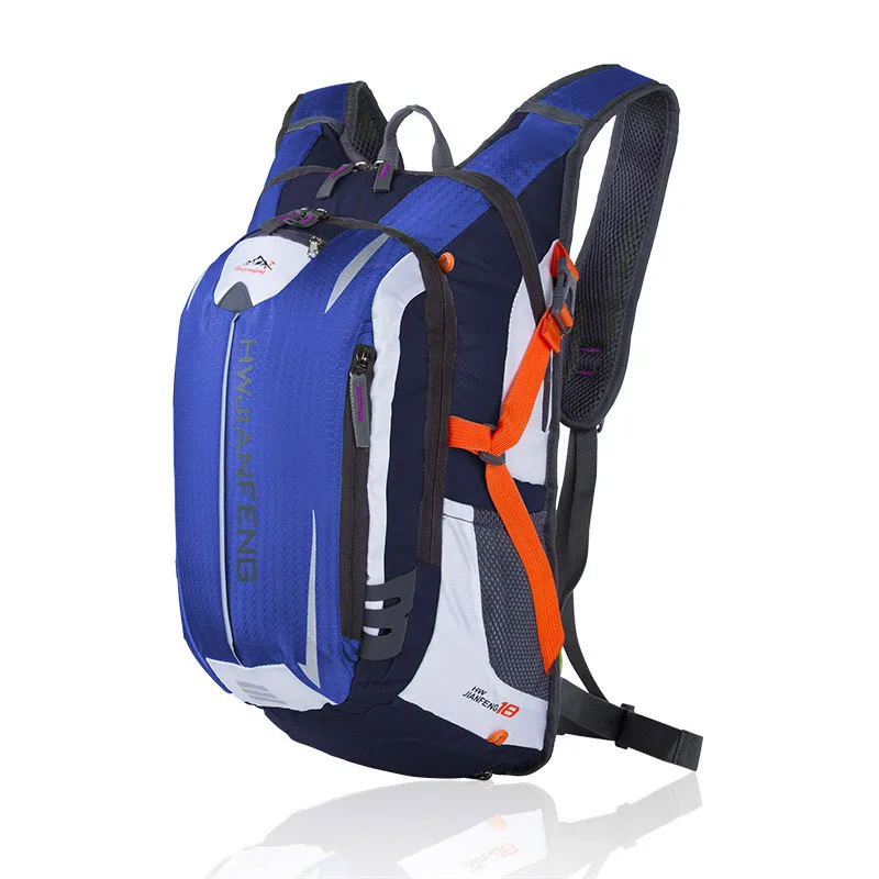 Zaino da esterno in poliestere impermeabile, borsa da ciclismo, zaino sportivo con striscia anti-luce notturna di sicurezza con blocco colore fitness