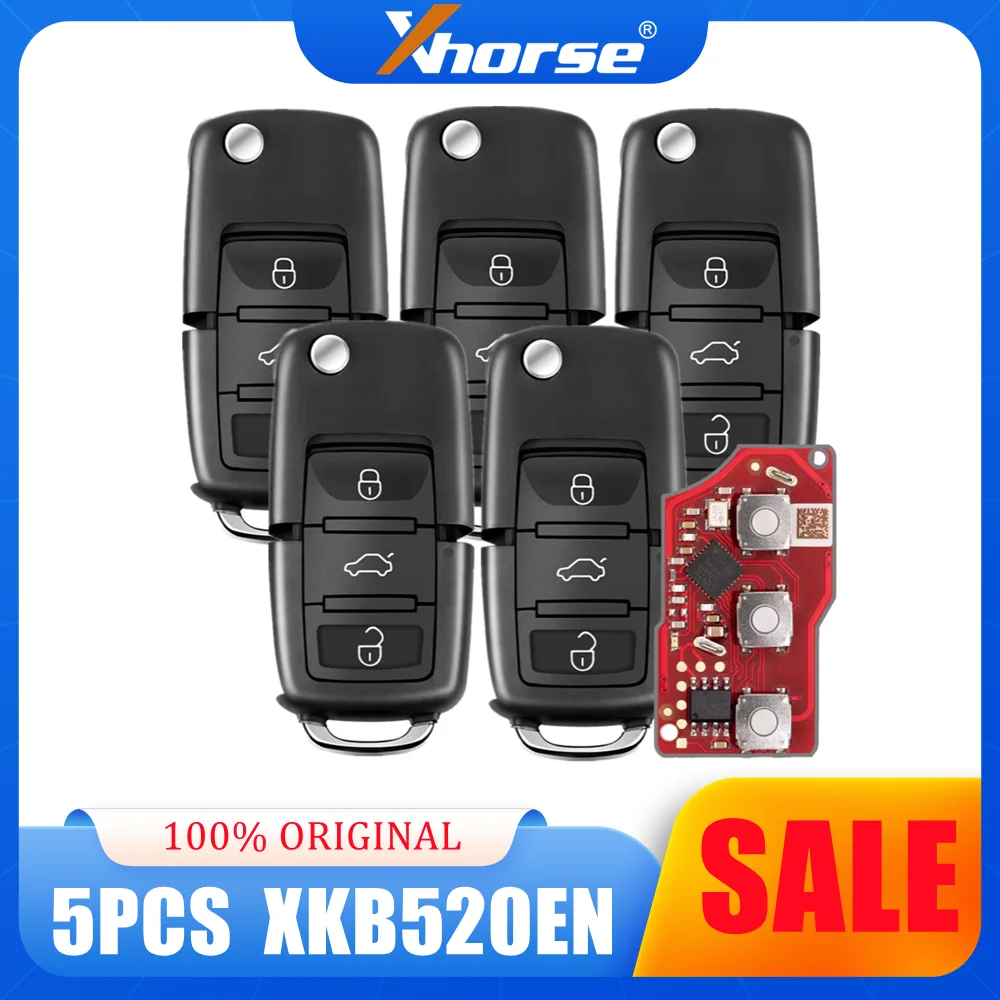 5 pieces Xhorse XKB520EN for VW B5 Second Generation Wire Remote Key Supports Wireless Programming for VVDI VVDI2