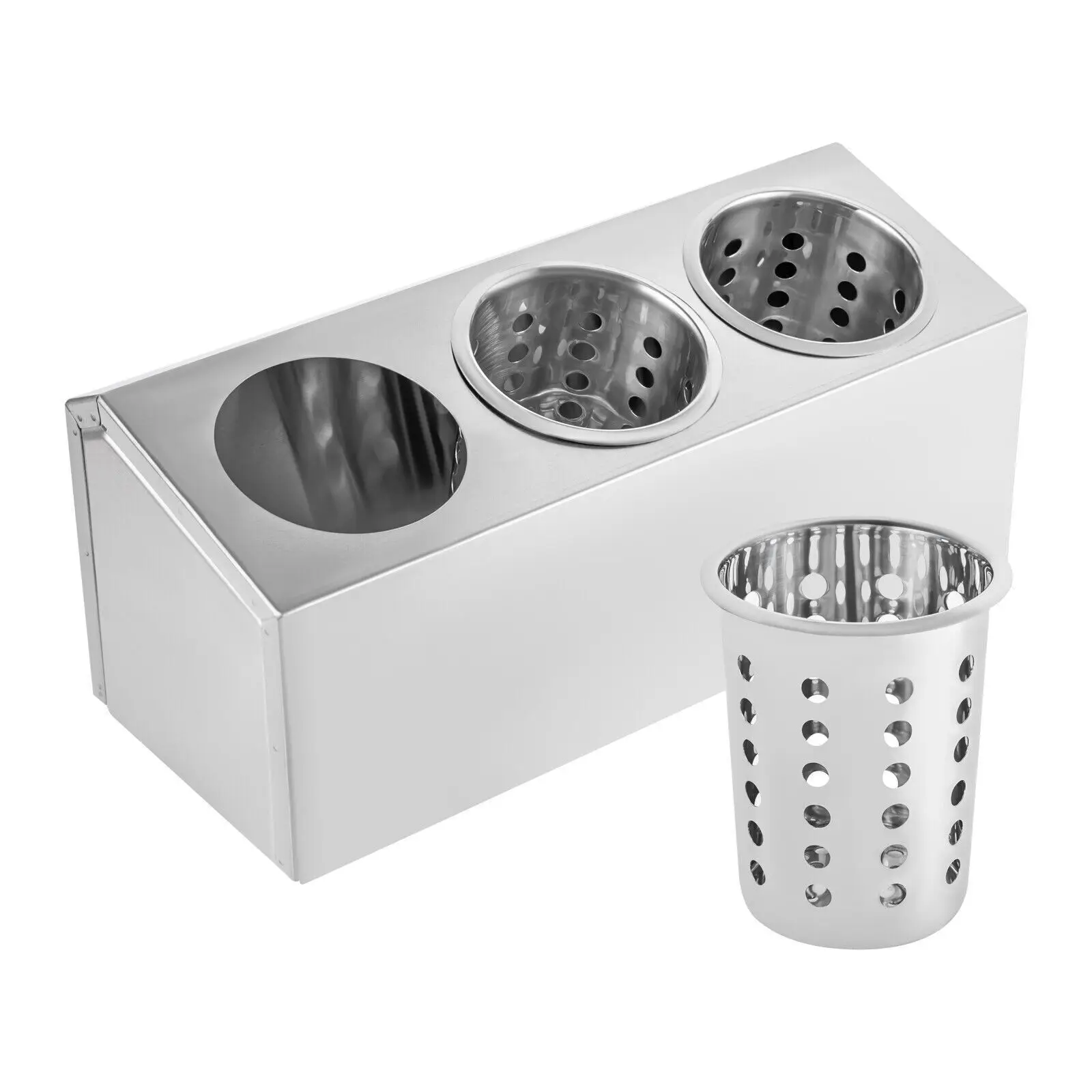 Kitchen Utensil Holder Container Silverware Organizer 3-Hole 201 Stainless Steel