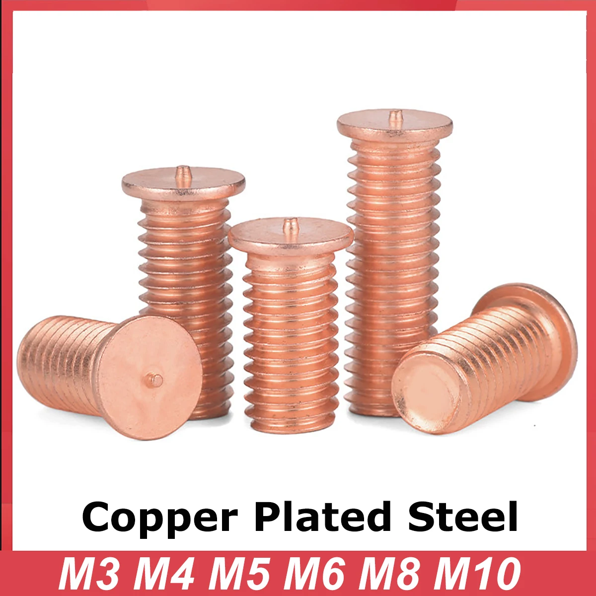 10-200pcs Spot Welding Screws M3 M4 M5 M6 M8 M10 Carbon Steel Copper Plated Solder Point Bolt Weld Studs for Capacitor Discharge