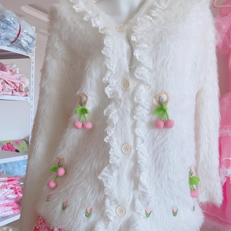 2025 가을 겨울 신상 스타일리시 니트 여성 가디건 일본 디자인 두꺼운 따뜻한 플러피 니트 탑 스웨터 코트 여성용