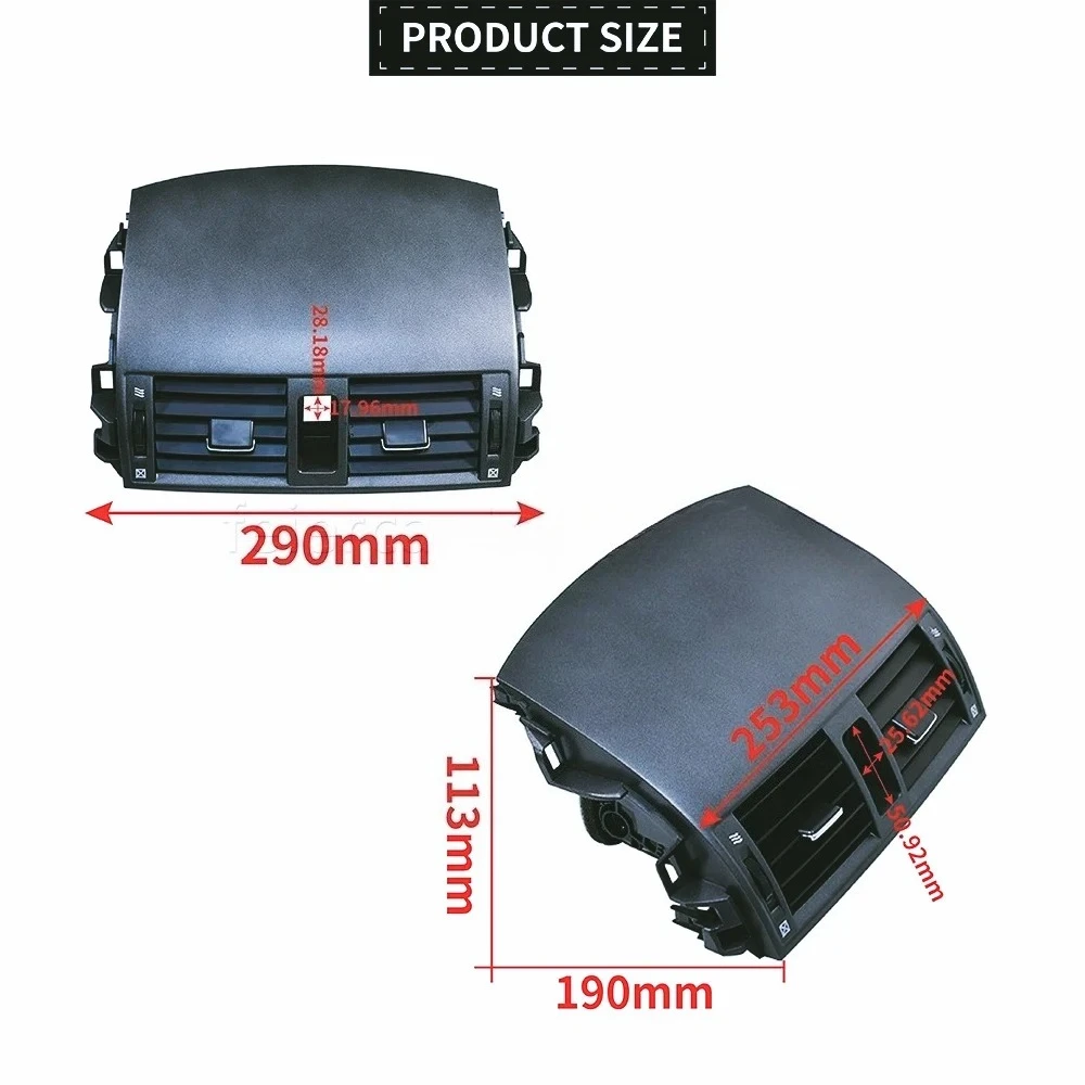Panel central de aire acondicionado para coche, cubierta de rejilla de salida de aire central, color negro, para Toyota Corolla Altis