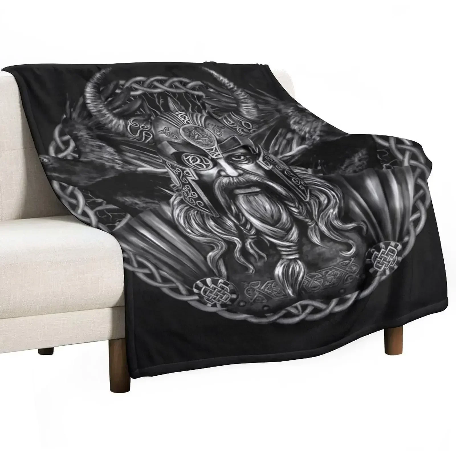 Odin and his ravens Huginn and Muninn Throw Blanket Heavy Decoratives Shaggy Weighted Moving Extra Large Throw Blankets