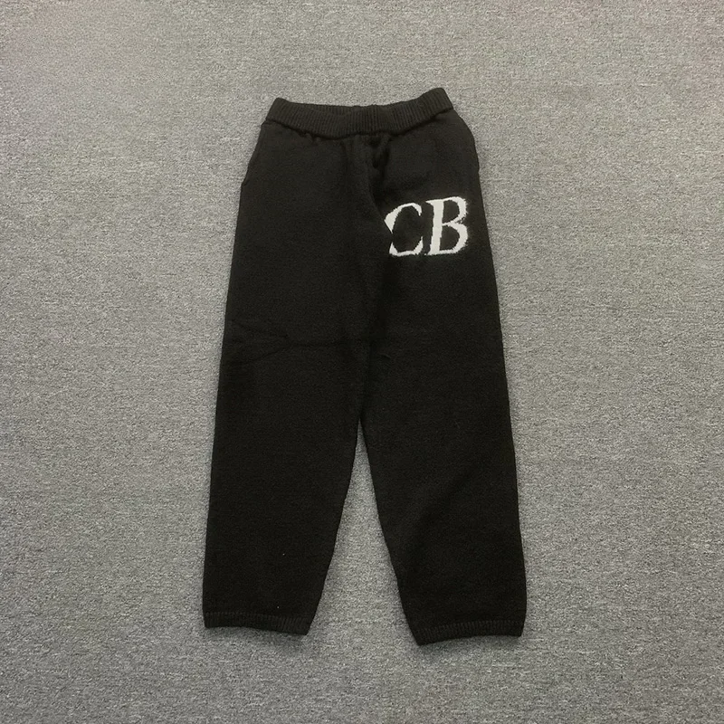 24ss Oversized CB Logo Szare wełniane spodnie męskie Najwyższej jakości spodnie żakardowe CB Damskie spodnie typu casual