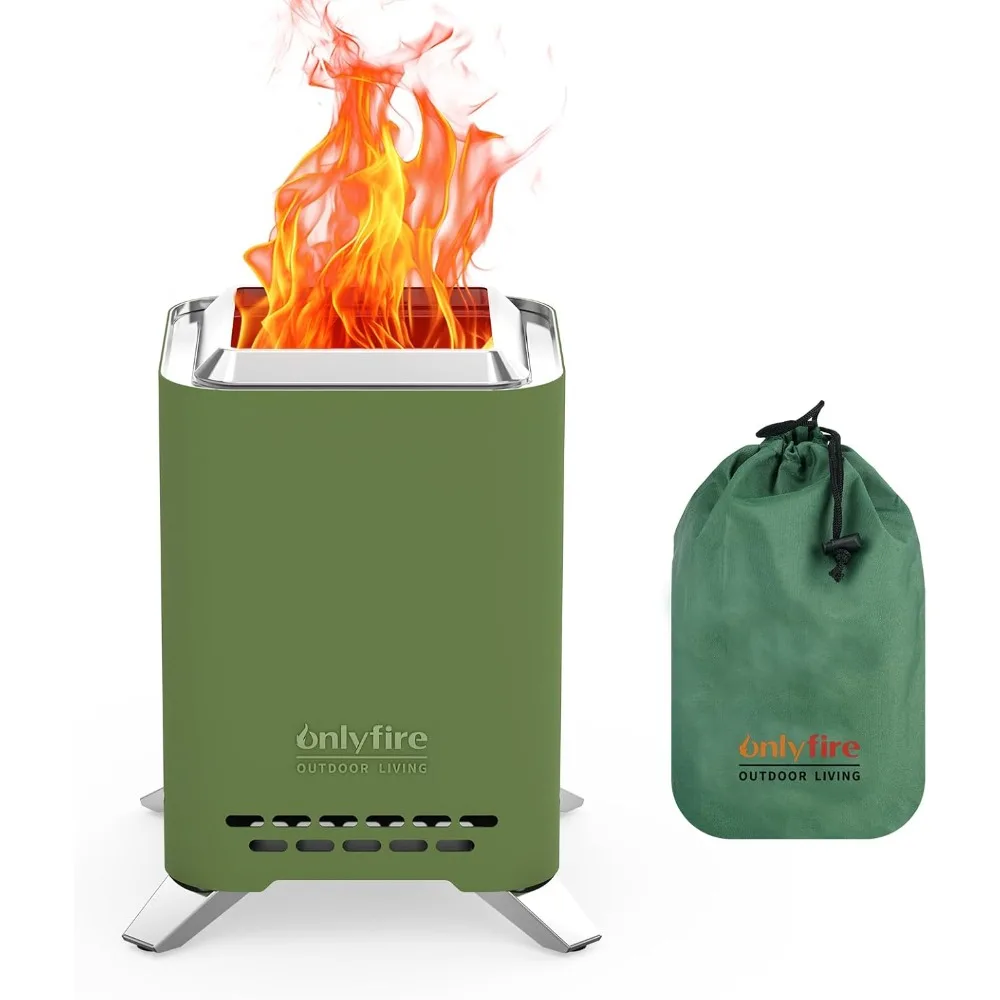 

ONLYFIRE OUTDOOR LIVING 2-in-1 Smokeless Fire Pit with Pot Bracket & Carry Bag, 9” Portable Tabletop Fireplace, Wood Burning Min