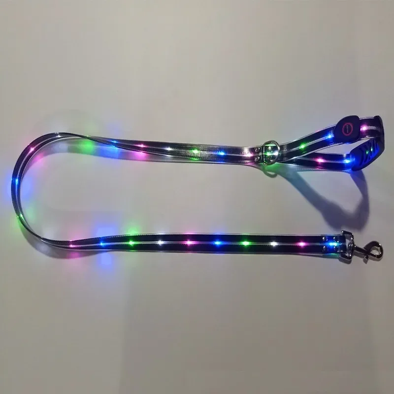 PVC Glowing Led Dog Leash USB Rechargeable With Webbing Glowing Adjustable Dog Flashing Collar Keep Your Pets Safe In Darkness