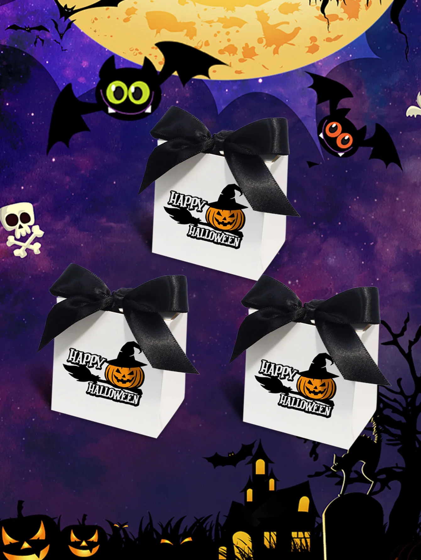 10/20/50pcs Halloween Candy box Witch Pumpkin Hat Halloween Candy Box Gift Box，Terrifying Pumpkin Decorative candy box