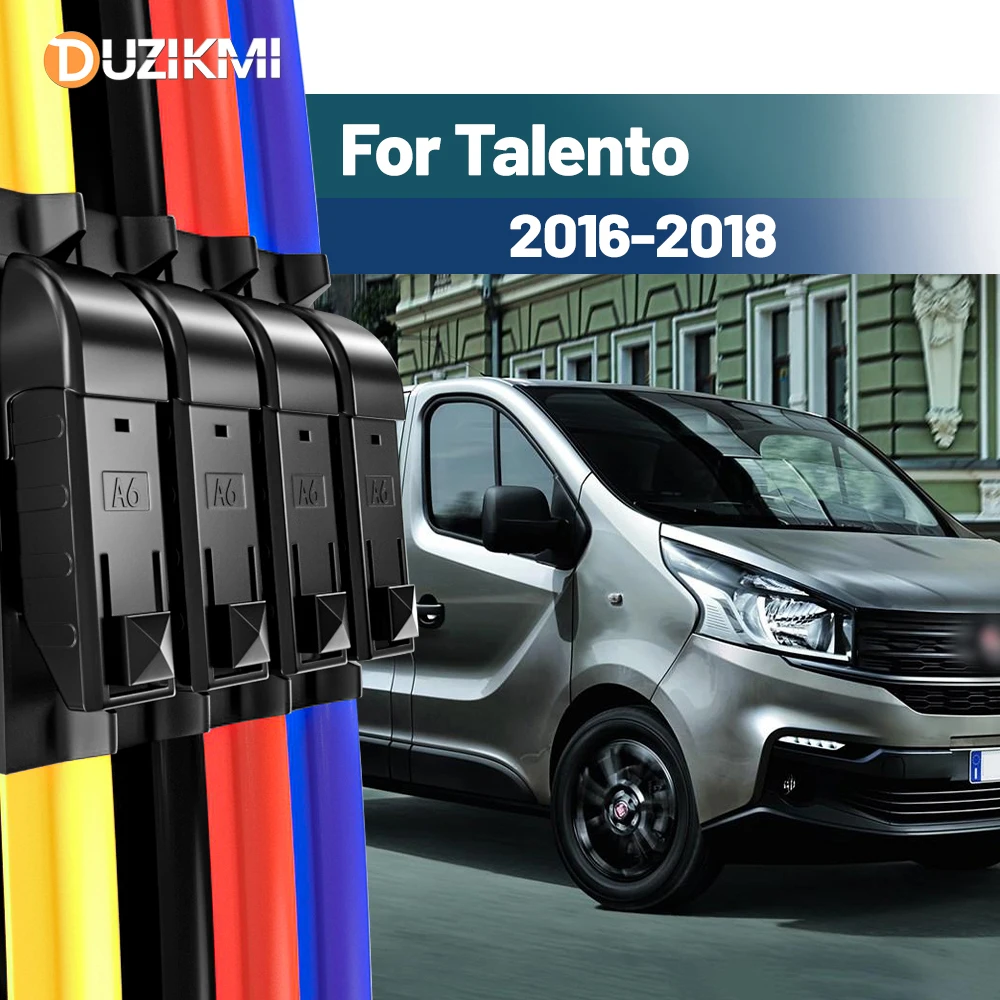 

For Fiat Talento 2016-2018 2017 2pcs Front Windshield Windscreen Wiper Blades Red Blue
