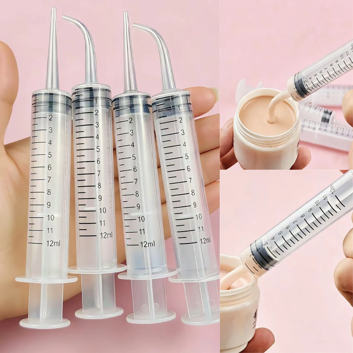 4 قطع من محاقن توزيع العينات السائلة لتوزيع السائل وغسول العطور للسفر مع علامات مقياس