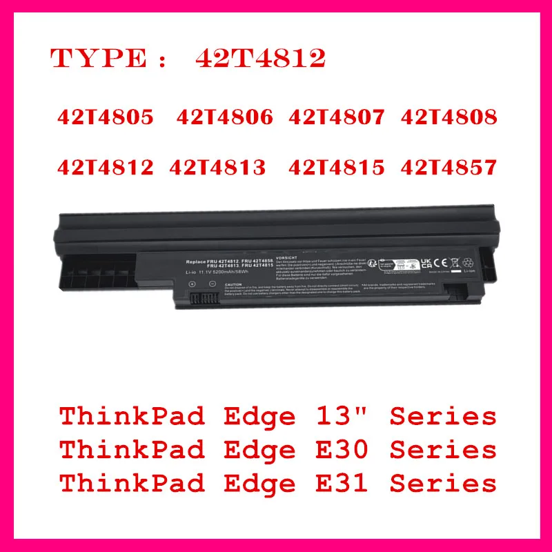 

42T4812 42T4813 42T4815 42T4808 Laptop Battery For Lenovo ThinkPad Edge 13" Edge E30 E31 Series
