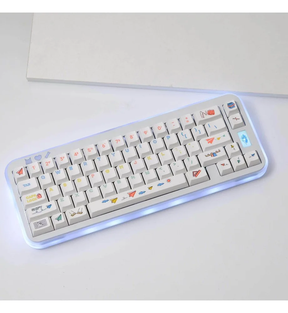 Keycap personality sublimation process Suitable for a variety of mechanical keyboards Paper aircraft keycaps 151 keys PBT