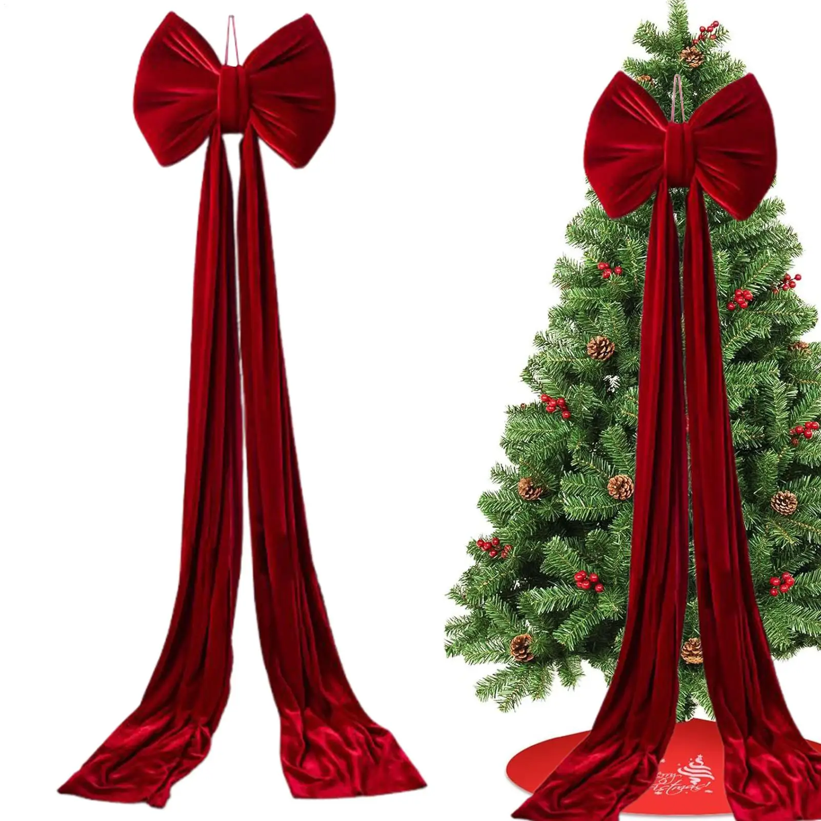 

Топпер с бантом для елки, большой многоразовый орнамент, гигантский бант для рождественской елки для внутренней двери дома, передняя лестница, забор, фон для праздника