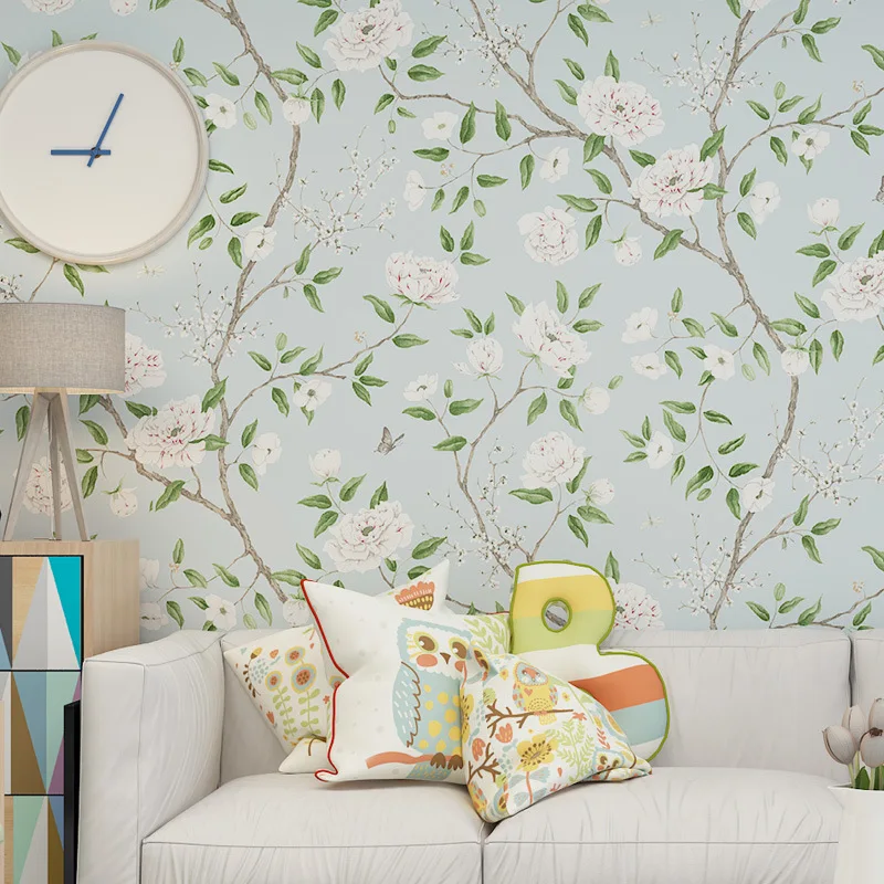 

Retro Printing Wallpaper Non-woven Wallpaper 3D Three-dimensional Garden Flower Bedroom Living Room TV Background Wall Paper